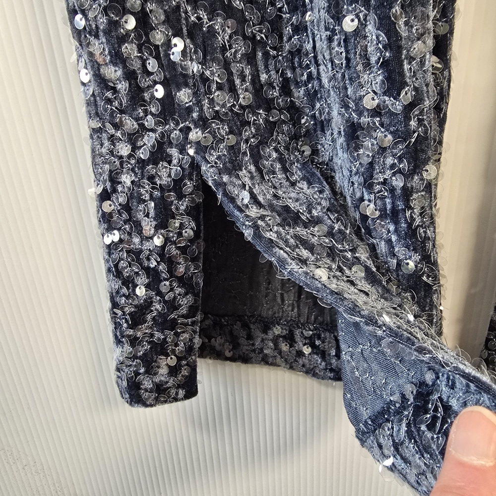 NWOT Zara Women's Velvet Sequin Straight Leg Zipper Side Stretchy Pants Size XS - Picture 8 of 13